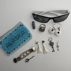 Mixed Jewelry Lot Beaded Clutch Earrings Bracelet Ring Sunglasses Accessories